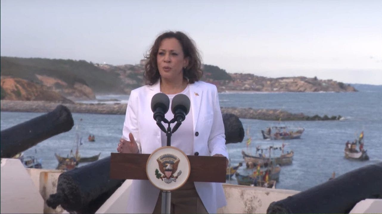 Kamala Harris gets emotional in Ghana as she visits slave trade site